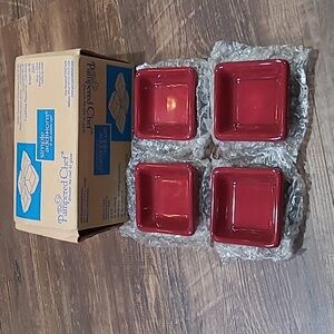 Pampered Chef Simple Additions Set of Four Petite Cranberry Squares 2051 New